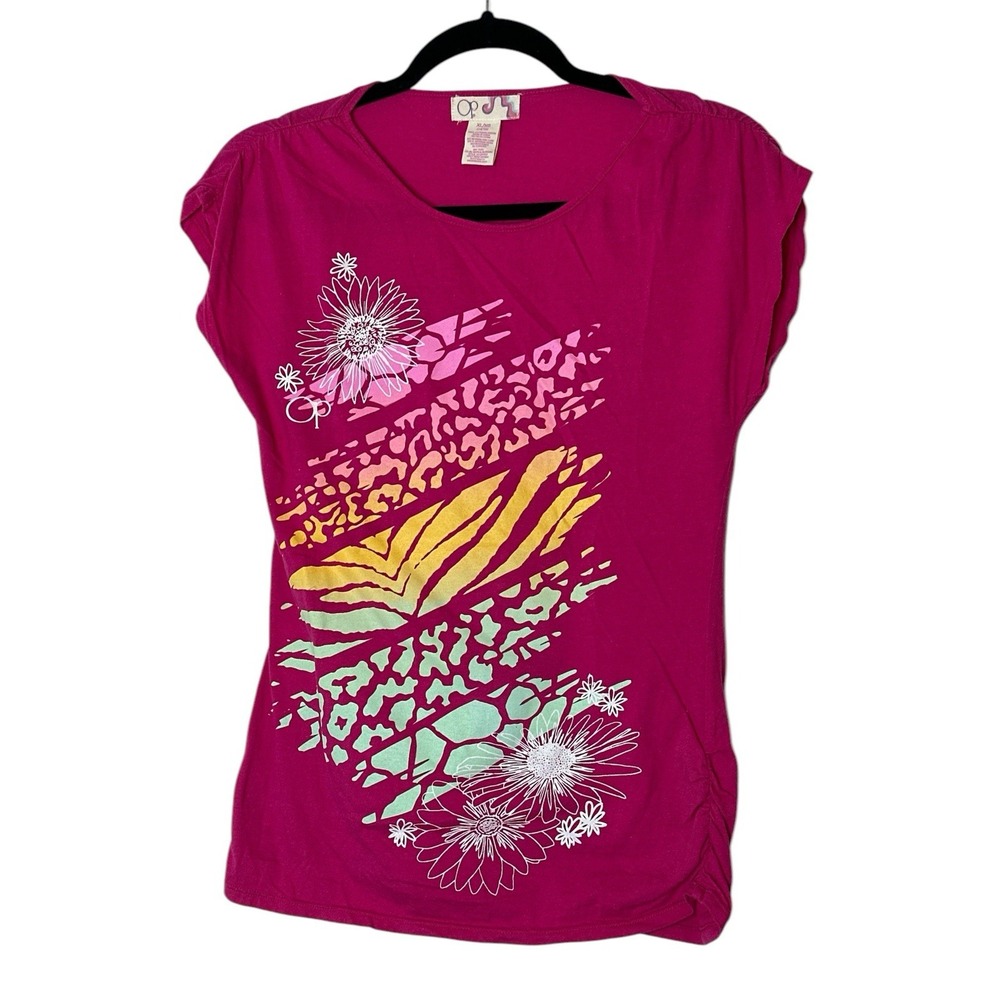 OP Ocean Pacific Top Girl Pink Colorful Size XL (14-16) Beach Vacation Cruise‎